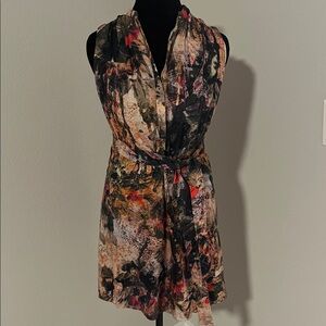 Alice + Olivia Red and Orange Patterned Fabric